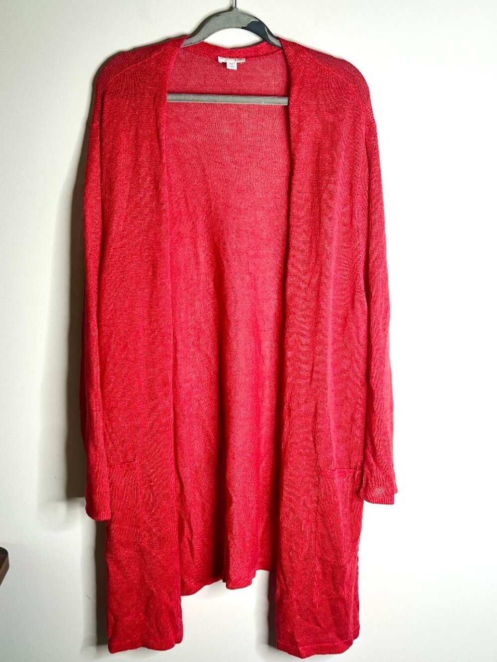 J. Jill Red Linen Blend Lightweight Duster Long-Lined Cardigan Plus Size 4X